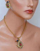 Goldpolish polki pendent set-1406