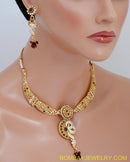 goldplated brown and white polki set