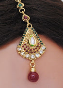 Beautiful maroon, green and white polki set