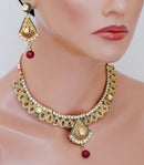 Beautiful maroon, green and white polki set