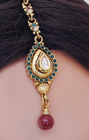 Beautiful maroon, green and white polki set