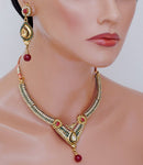 Beautiful maroon, green and white polki set