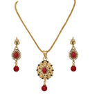 Beautiful maroon, green and white polki pendent set