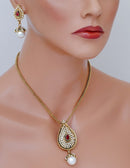 Beautiful maroon , green and white polki pendent set