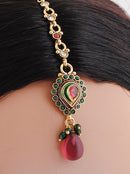 Beautiful maroon, green and white polki set