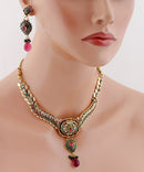 Beautiful maroon, green and white polki set