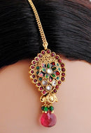 Beautiful maroon, green and white polki set