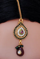 Beautiful maroon, green and white polki set