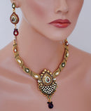 Beautiful maroon, green and white polki set