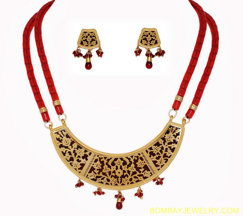 goldplated red beautiful pearl s set