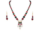 goldplated maroon, green pearl set