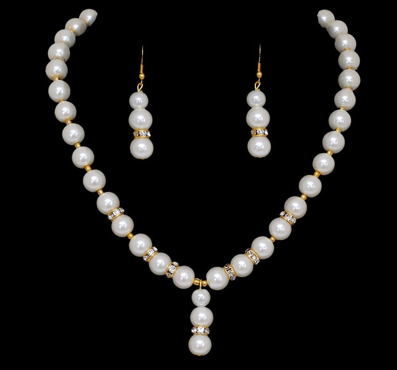 goldplated white pearl pendent set