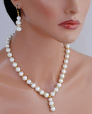 goldplated white pearl pendent set