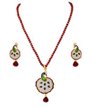 Beautiful multicolour peacock pearl pendent set