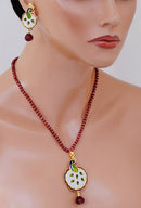Beautiful multicolour peacock pearl pendent set