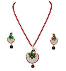 Beautiful multicolour peacock pearl pendent set