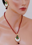 Beautiful multicolour peacock pearl pendent set