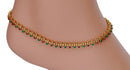 Goldpolish maroon, green polki anklet-1