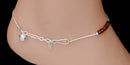 Silverpolish brown beads anklet-105