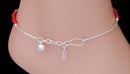 Silverpolish red beads anklet-110