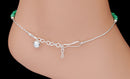 Silverpolish green beeds anklet-112