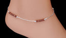 silverpolish brown beads anklet-111