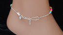 Silverpolish multicolour beads anklet-114
