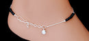 Silverpolish black beads anklet-115