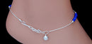 Silverpolish blue beads anklet-115