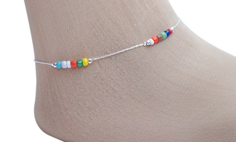 Multicolour beads anklet