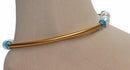 Golden and aqua blue anklet-1190