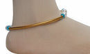 Golden and aqua blue anklet-1190