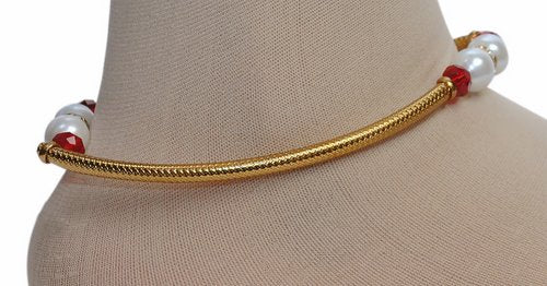 Maroon and golden anklet-1191