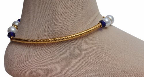 Golden and blue anklet-1194