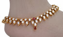 Deep red and white anklet-1207