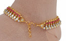 Deep pink and golden anklet-1214