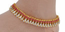 Deep pink and golden anklet-1214