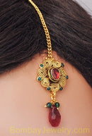 goldplated marron, green and blue polki set