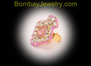 Stone Studded Pink Kundan Ring
