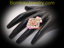 Stone Studded Pink Kundan Ring