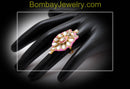 Golden And Pink Kundan Ring