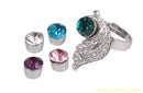 silverplated white diamond ring with multicolour stone