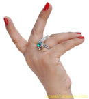 silverplated white diamond ring with multicolour stone