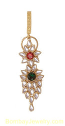 deep red, green and white saree key chain