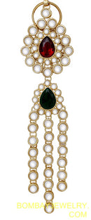 goldplated marron and white kundan saree key chain