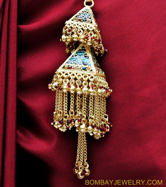 goldplated multicolour diamond saree key chain