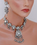 Beautiful silver polish kundan  set