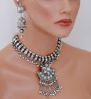 Beautiful silver polish kundan  set