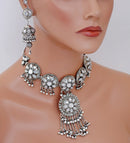 Beautiful silver polish kundan  set