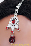 SILVERPLATED MARRON AND WHITE KUNDAN TIKKA